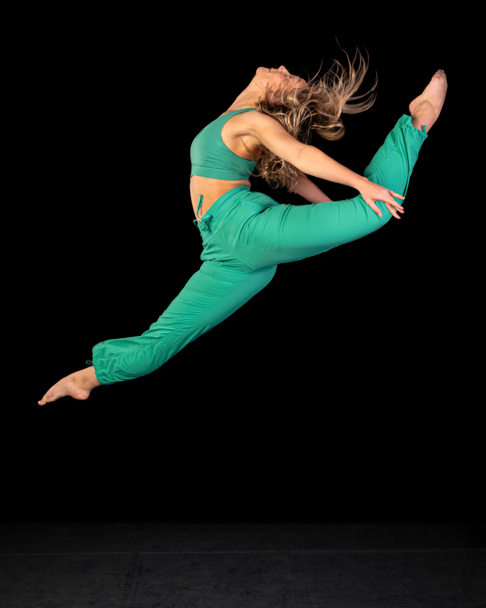 Dancer performing during the studio photography session.